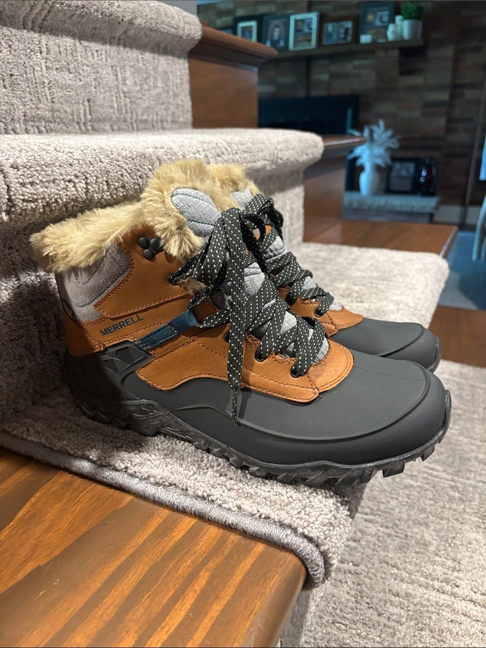 Merrell Brown and Gray Winter Hiking Boots size 9.5